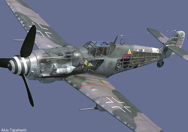 Cutaway Artwork Messerschmitt Bf 109G6 by Akio Takahashi